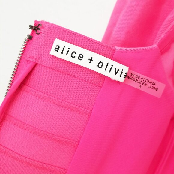 Alice + Olivia Joslyn Puff Sleeve Cropped Top in Wild Pink Size 4 Barbie $295 - Picture 9 of 16